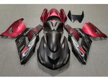 Shop Matte Black and Red Kawasaki ZX14R Motorcycle Fairings 06-11