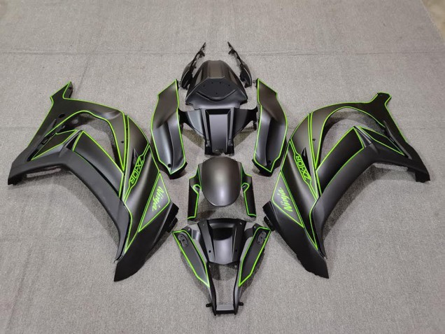 Shop Matte Black & Green Lining Kawasaki ZX10R Motorcycle Fairings 11-15