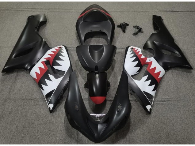 Shop Matte Black Shark Kawasaki ZX6R Motorcycle Fairings 05-06