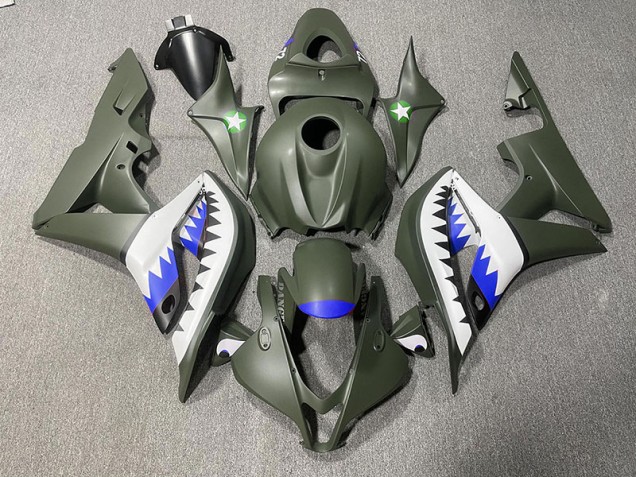 Shop Matte Green & Blue Shark Honda CBR600RR Motorcycle Fairings 07-08