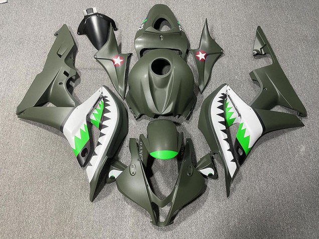 Shop Matte Green & LightGreen Shark Honda CBR600RR Motorcycle Fairings 07-08