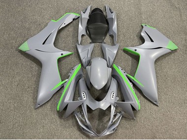 Shop Matte Nardo Gray & Green Accents Suzuki GSXR750 Motorcycle Fairings 11-20