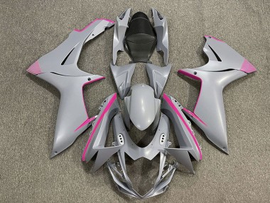 Shop Matte Nardo Gray & Pink Accents Suzuki GSXR750 Motorcycle Fairings 11-20