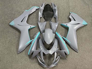 Shop Matte Nardo Gray & Teal Accents Suzuki GSXR750 Motorcycle Fairings 11-20