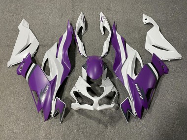 Shop Matte Purple and White Kawasaki ZX6R Motorcycle Fairings 19-20