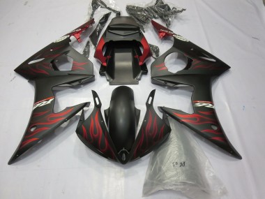 Shop Matte red flame Yamaha R6 Motorcycle Fairings 03-04