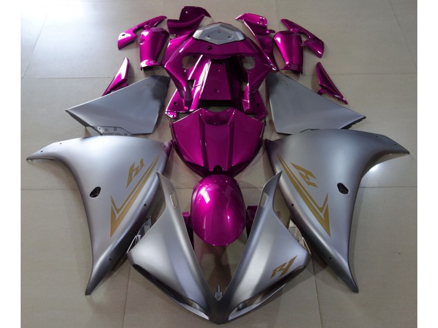 Shop Matte Silver & Pink Yamaha R1 Motorcycle Fairings 09-12