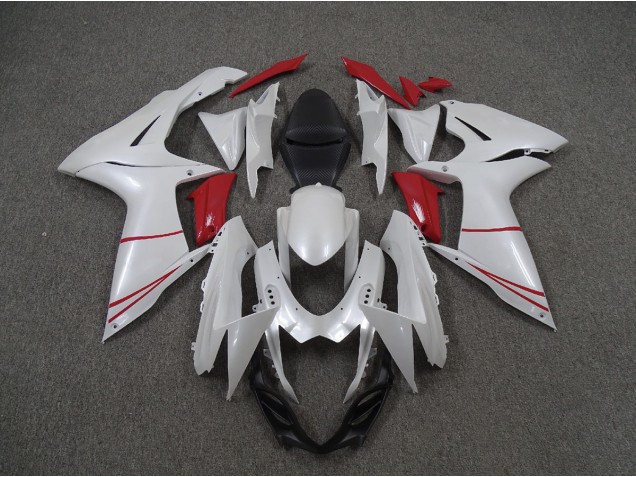 Shop Pearl White and Red Suzuki GSXR750 Motorcycle Fairings 11-20