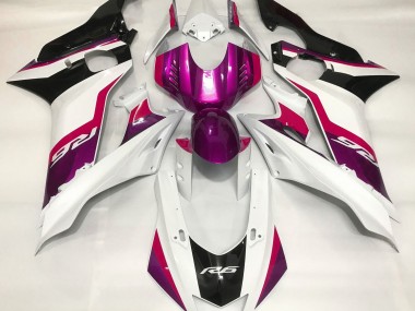 Shop Pink and Gloss White Yamaha R6 Motorcycle Fairings 17-19