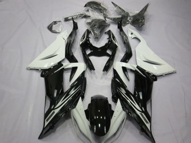 Shop Plain Gloss Black White Kawasaki ZX6R Motorcycle Fairings 13-18