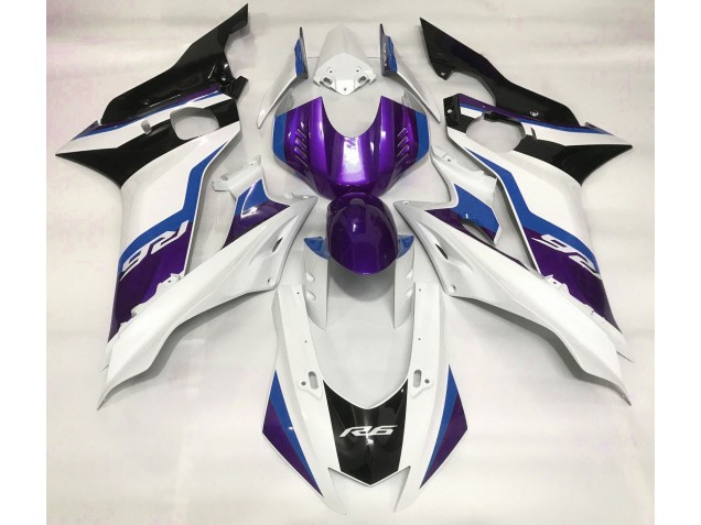 Shop Purple and Gloss White Yamaha R6 Motorcycle Fairings 17-19