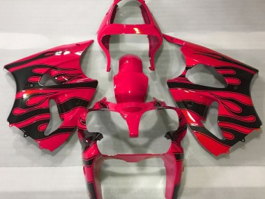 Shop Red & Black Flame Kawasaki ZX6R Motorcycle Fairings 00-02