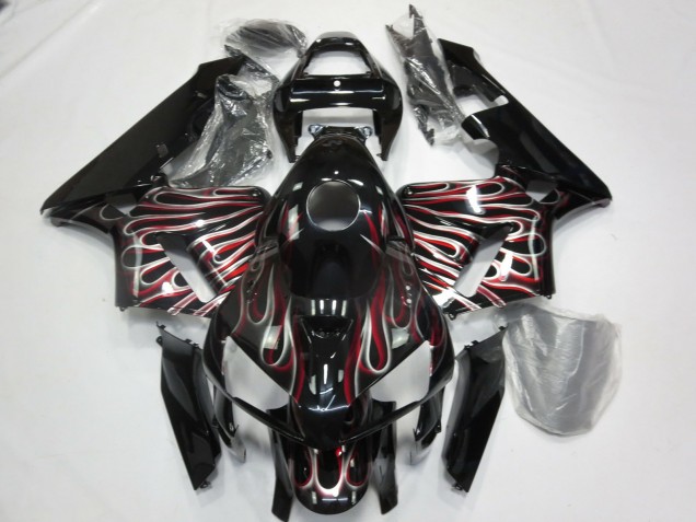 Shop Silver and Red Flame Honda CBR600RR Motorcycle Fairings 05-06