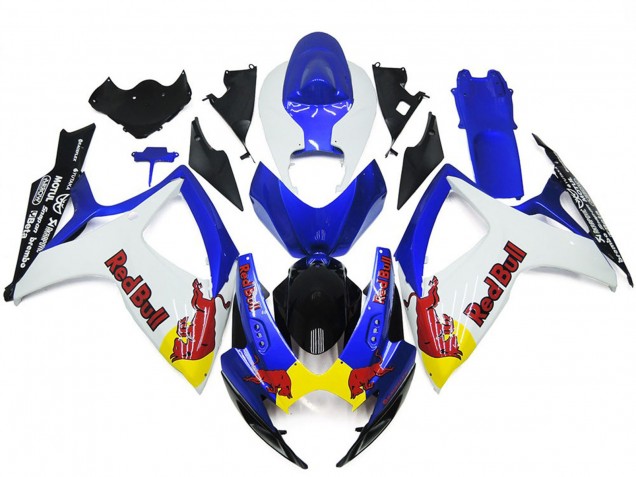 Shop White and Blue Red Bull Custom Suzuki GSXR750 Motorcycle Fairings 06-07