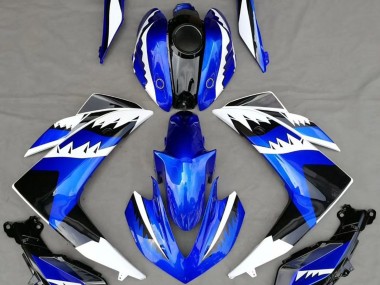 Shop White Blue and Black Shark Yamaha R3 Motorcycle Fairings 15-18