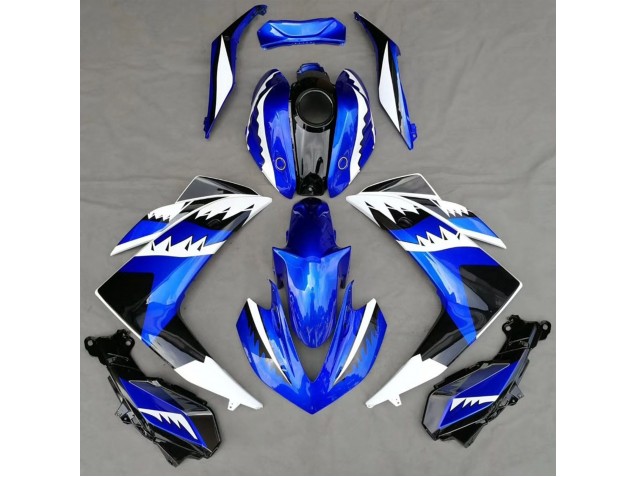 Shop White Blue and Black Shark Yamaha R3 Motorcycle Fairings 15-18