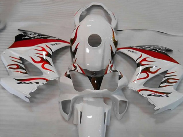 Shop White Red Flame Honda VFR800 Motorcycle Fairings 02-12