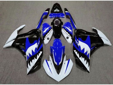 Shop White Shark & Blue Yamaha R3 Motorcycle Fairings 15-18